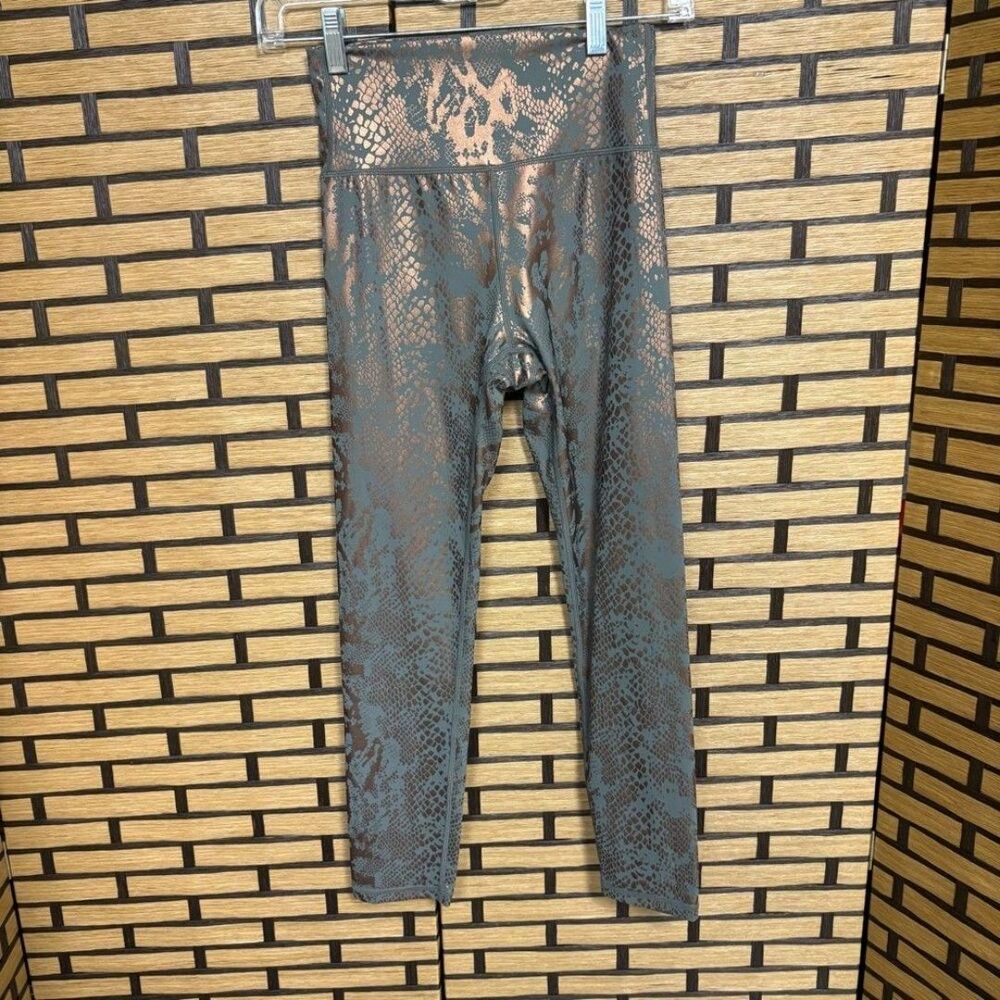 ZYIA Gold And Blue Metallic Snakeskin Print Leggings Size 4